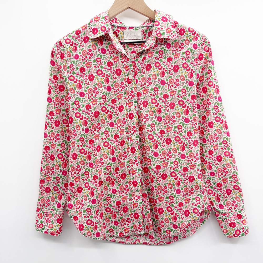J. Crew Slim-Fit Button Down Shirt in Liberty Fabric Danjo Floral Print Size 4 - Picture 2 of 14